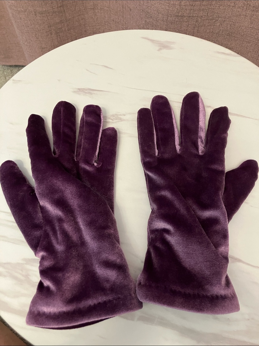 Women's Velvet Gloves in Plum